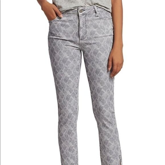 NWT Paige Hoxton High Rise Skinny Snakeskin Print Ankle Jeans Periscope Sz 23 - Picture 2 of 4